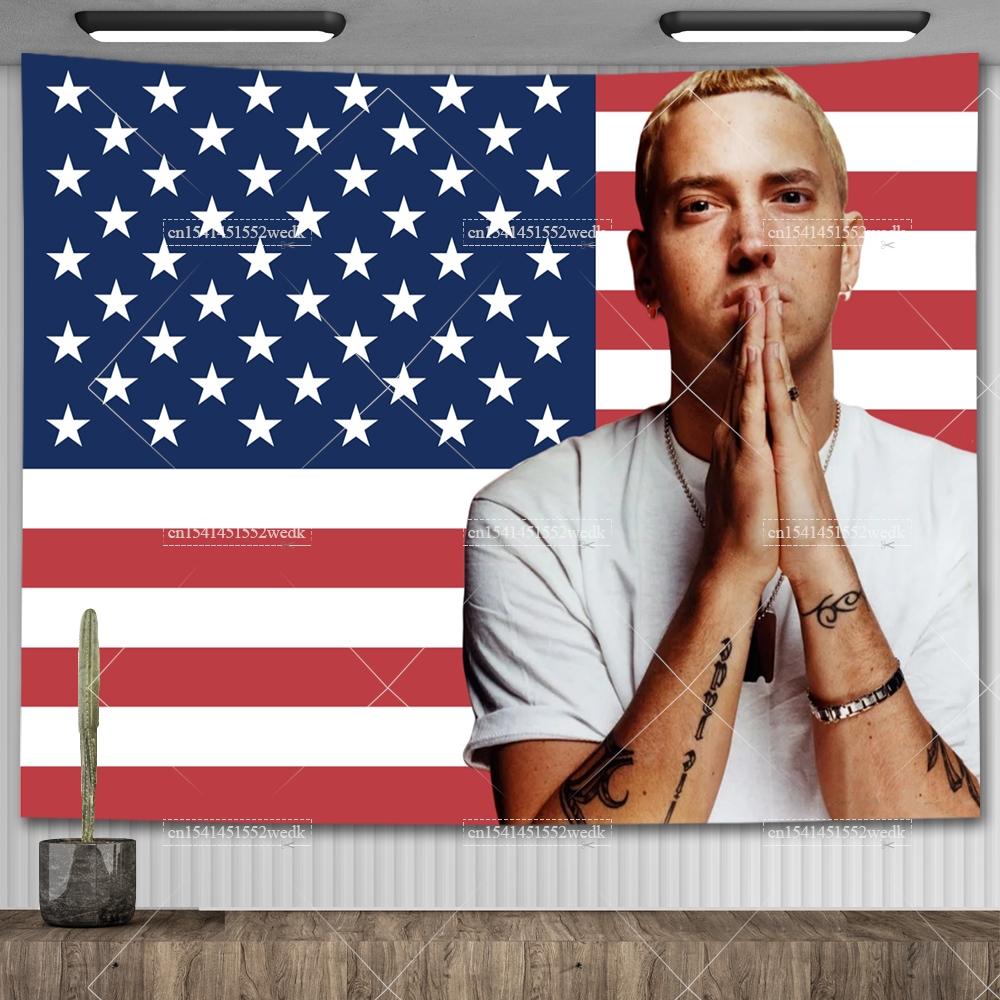 Amerikanischer Rap-Gott Hip-Hop-Musikflagge Eminem Wandteppiche Wandbehang Meme-Wandteppich Kunst Ästhetische Raumdekoration Schlafzimmer-Wandbehänge