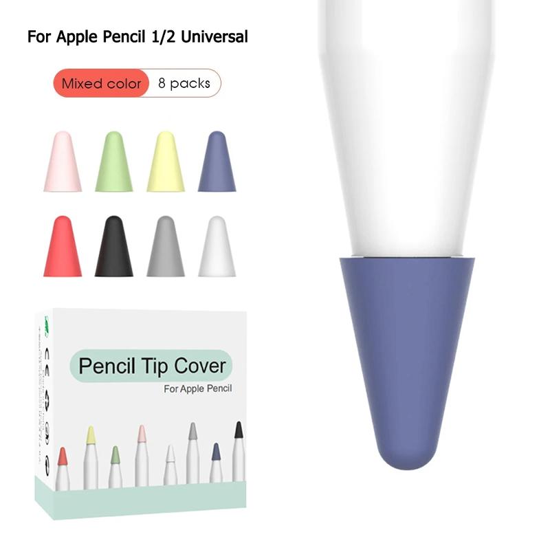 8 Pcs Silicone Replament Tip Case For Apple Pencil 1 2 Touchscreen Stylus Pen Case Nib Protective Cover Skin for Apple Pencil