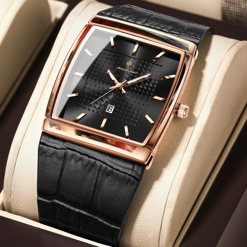POEDAGAR Top Hohe Qualität Herren Uhr Datum Wasserdicht Mode Leuchtende Uhr für Mann Leder Luxus Herren Quarzuhren +Box