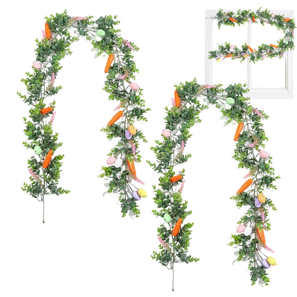 

Easter Door Garland 2 Pieces Spring Easter Egg Garland Decorations 5.7ft Holiday Ornament For Home Indoor Party Wall Mantel