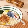 Ceramic Spoons, Long Handle, Easy To Grip, Non-slip Bottom, Suitable for Japanese Ramen, Chinese-Vietnamese Wonton, Noodle Spoon