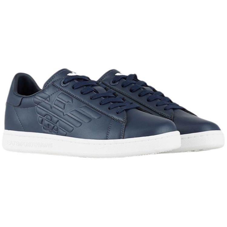 Emporio Armani EA7 Embossed Logo Casual Sports Low-Top Fashion Sneakers Unisex Sneakers Dark-Blue X8X001XCC5100285