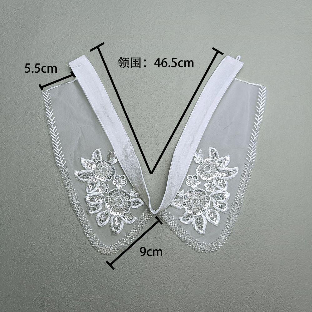 Outer Front Button-Up Shirt Collar Korean Version White Shirt Collar Versatile Hollow Lace Collar Fake Collar Niche Decorative Collar