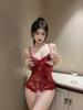 Sexy lingerie lace hollowed-out tights seductive small breasts show big open gear no-take-off onesie