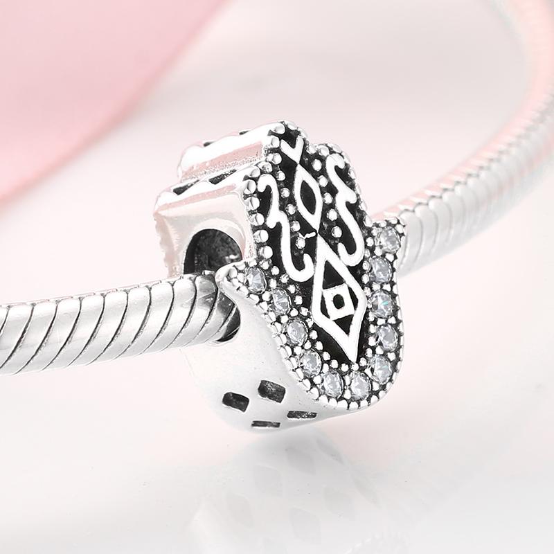 925 Silver Sparkling Angel Wings Dream Catcher Skull Clear CZ Charms for Jewelry Making Fit Original Designer Bracelets