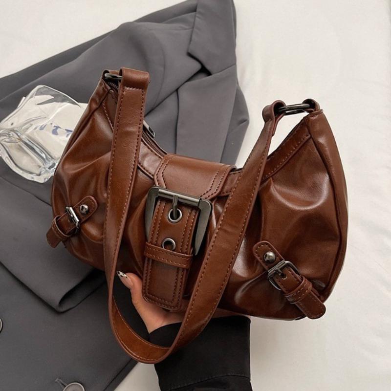 Y2K Satchels Spicy Shoulder Bags For Women Vintage Burgundy Ladies Underarm Bags Large Capacity Shopper Totes Hobo Bag Handbags