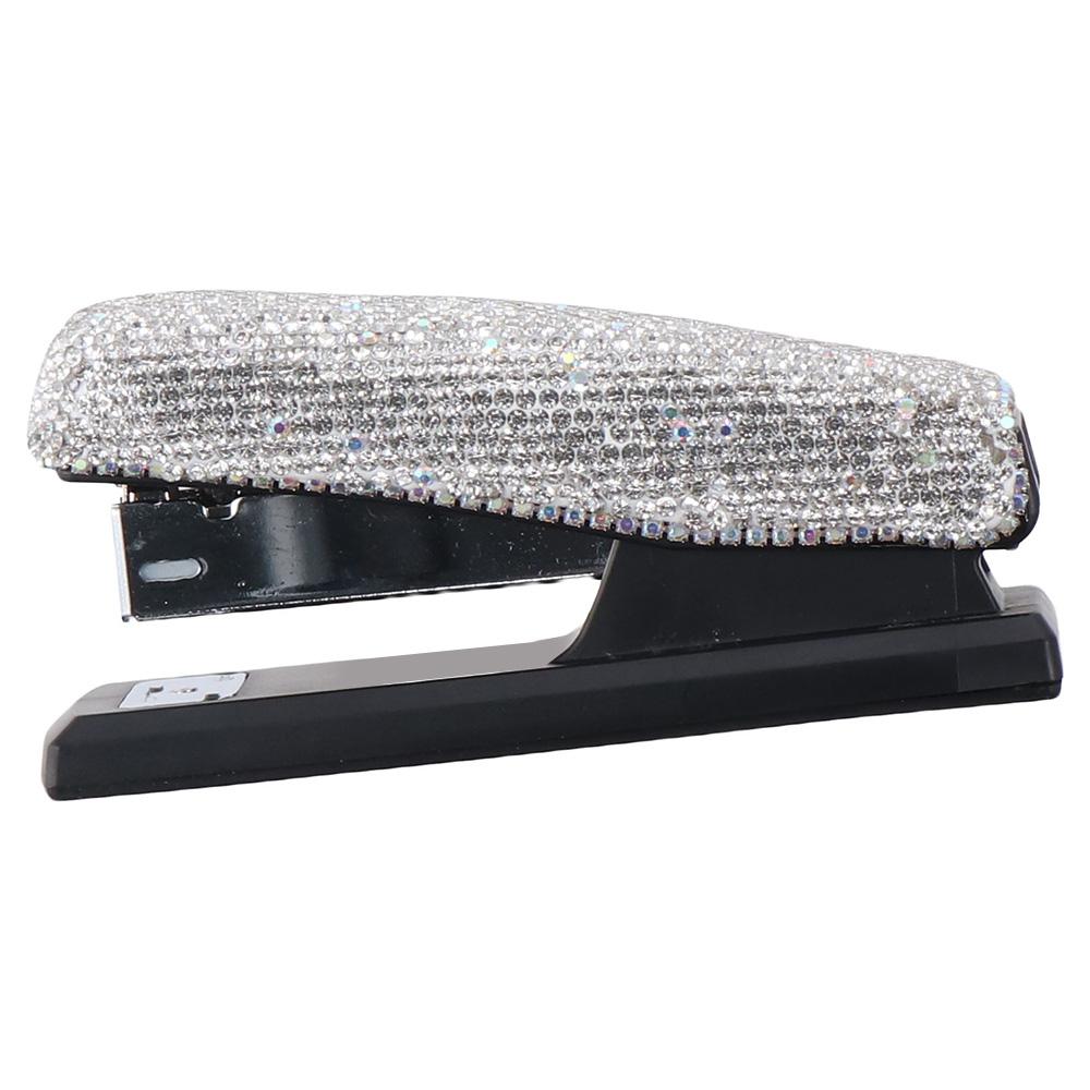 Bling Rhinestone Stapler Black Base Desk Accessory Home Crystal Stapler  Office