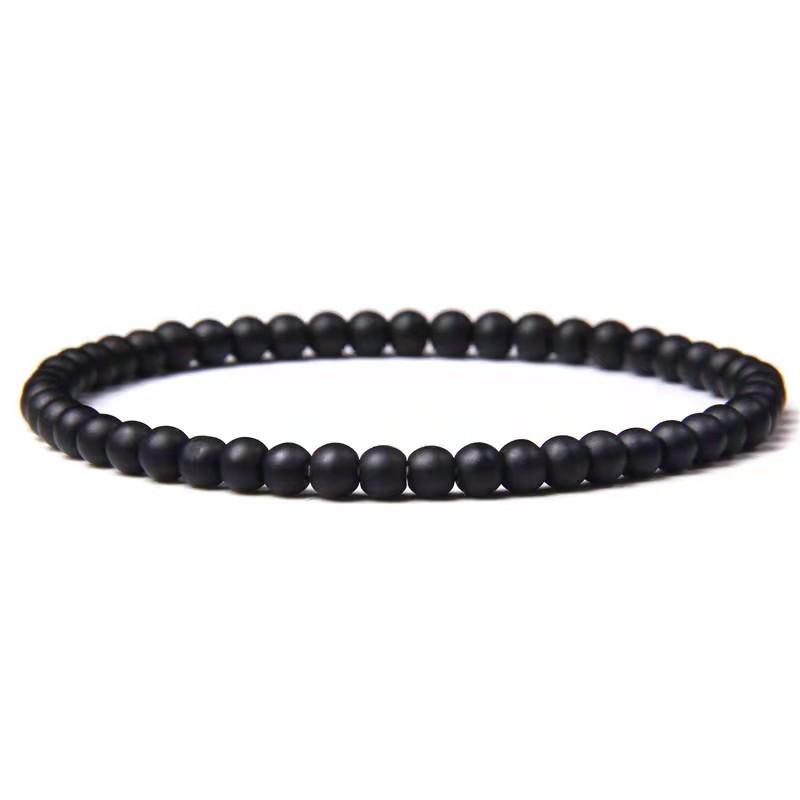4mm Natural Stone Agate Energy Charm Bracelet for Women