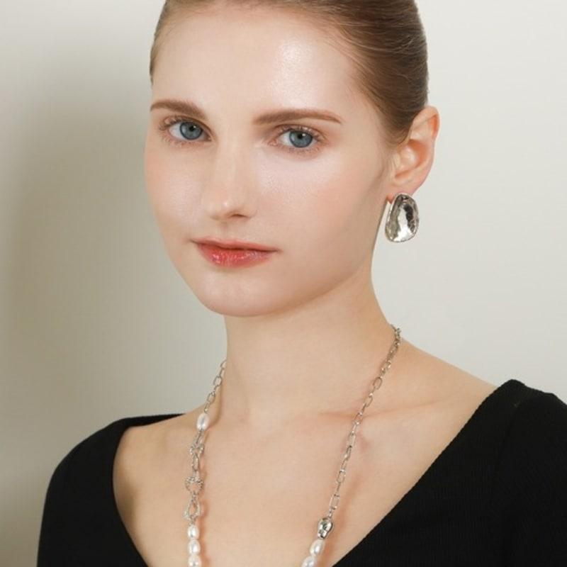 Ozel Baroque Pearl Gathering Chain Long Necklace PB133N