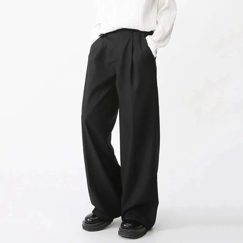 BeatStreet Men's Wear Spring New Suit Pants Loose Straight Korean Fashion Simple Solid Color Male Casual Trousers Wide Leg