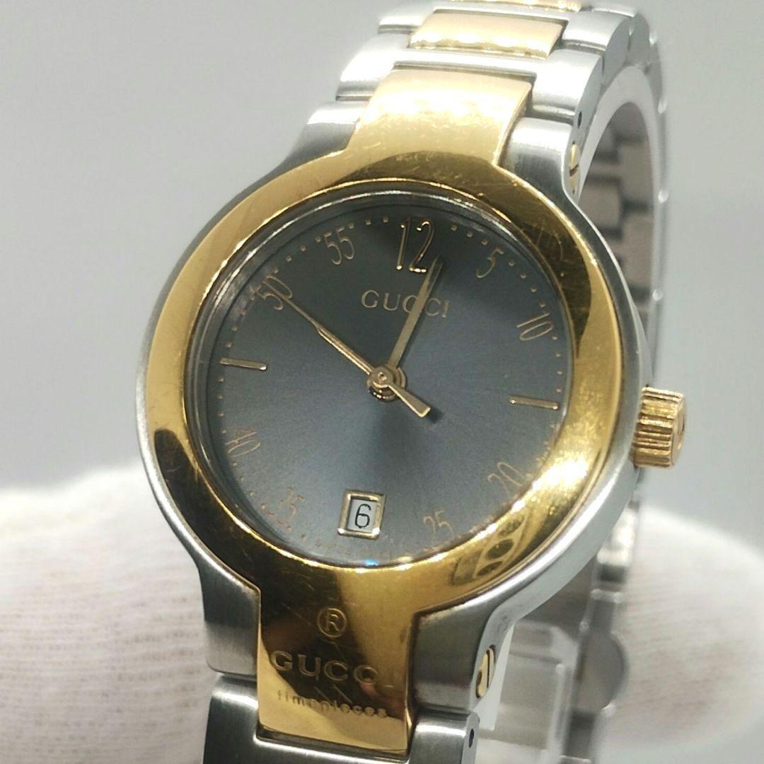 Used Good Condition Working New Battery GUCCI 8900L Quartz 3 Hand Ladies Unisex Watch Date Black Dial Combination Gold Gold