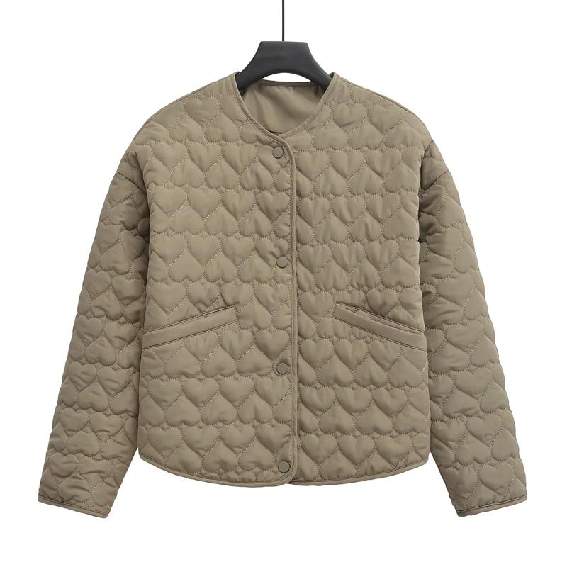 Womens Coats Winter Solid Parkas Autumn Heart Padded Jacket Long Sleeve Quilted Jacket Woman Lightweight Padding Outerwears
