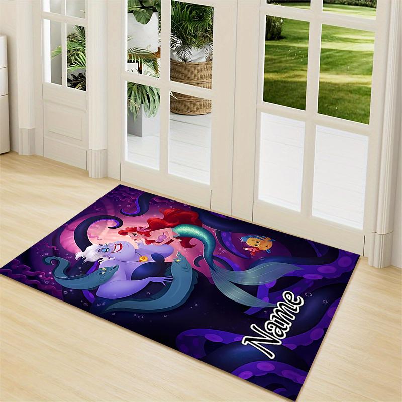 Custom Name Undersea Mermaid Adventure Carpet Rug Customizable Soft Washable Anti-Slip Home Living Room Sofa Mats Personalized Rug. 0909359