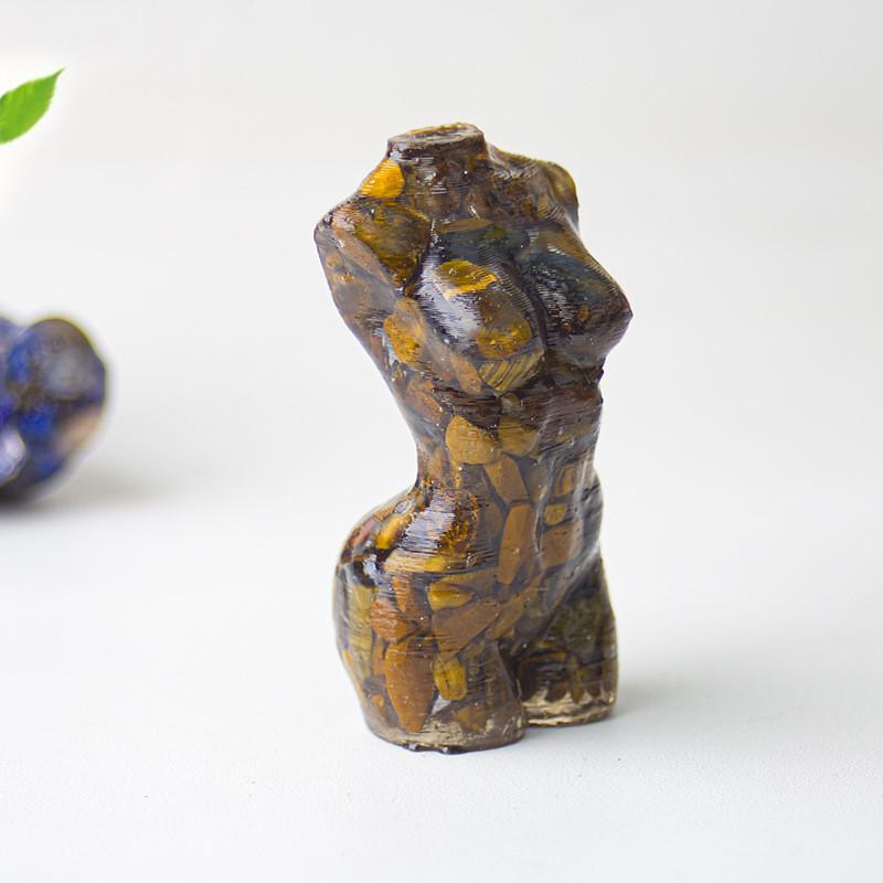 Resin Art Sculpture Of Female Figure With Natural Water Crystals For Desk Display