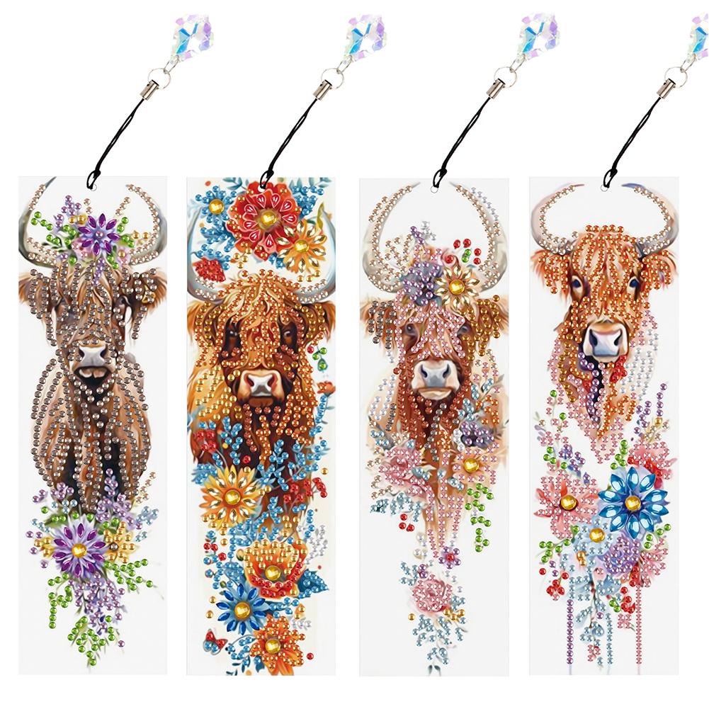 4Pcs DIY Irregular Shaped Diamonds Diamond Art Bookmark for DIY Making Beginners Adult Art Craft Supplies Handmade Birthday Gift