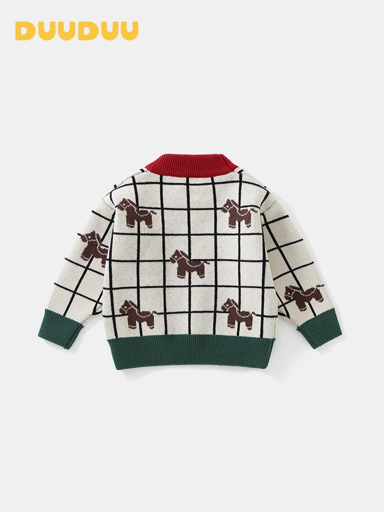 DUUDUU Kids' Knitwear: Thick Korean-Style Toddler Sweater for Boys - Autumn/Winter Warmth