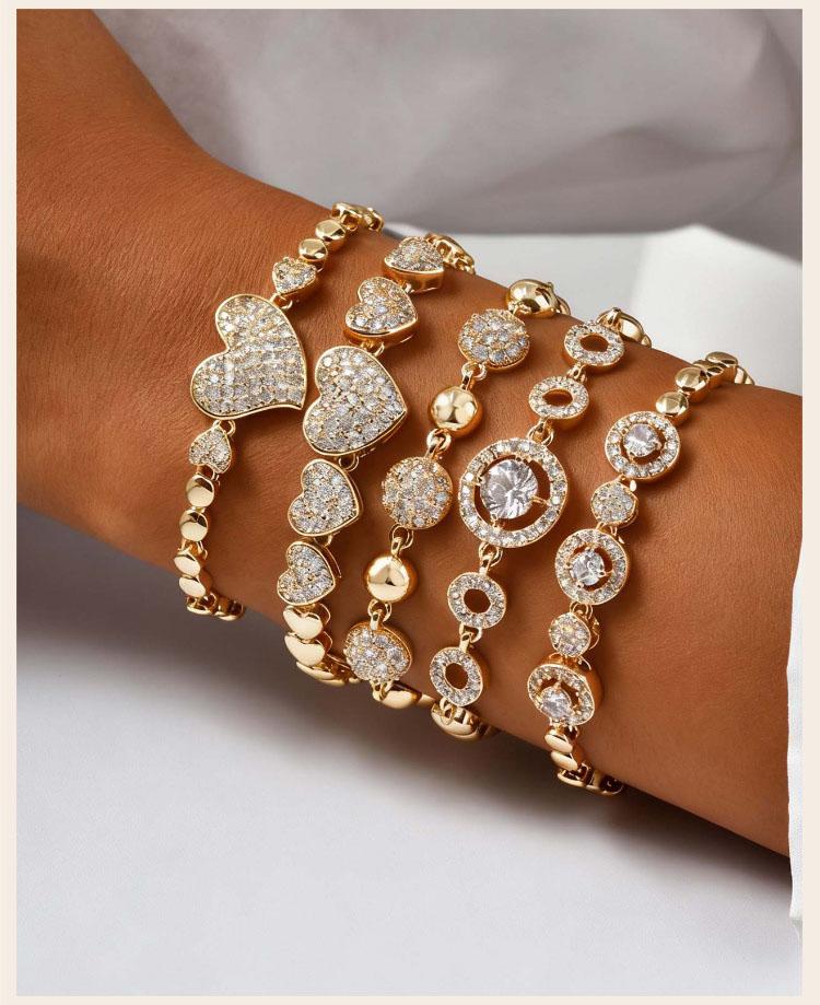 Hip Hop Rock Style Tennis Bracelet, 18K Gold Plated Classic Golden Bracelet, Zirconia Crystal Bracelet for Women Party Jewelry
