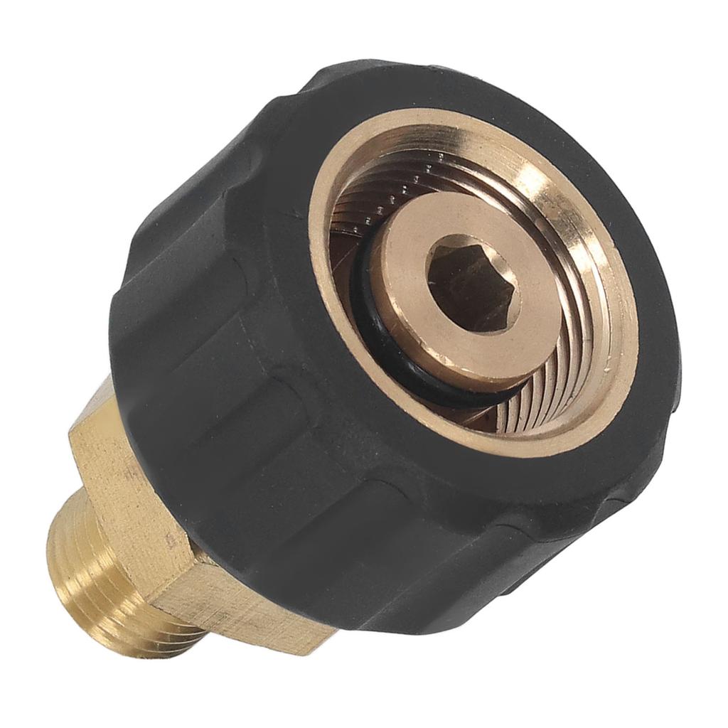Pressure Washer Adapter Brass Rubber Anti Corrosion G1/4in to M22 X 1.5mm Pressure Washer Hose Thread for Replacement Male to Female 15mm OD