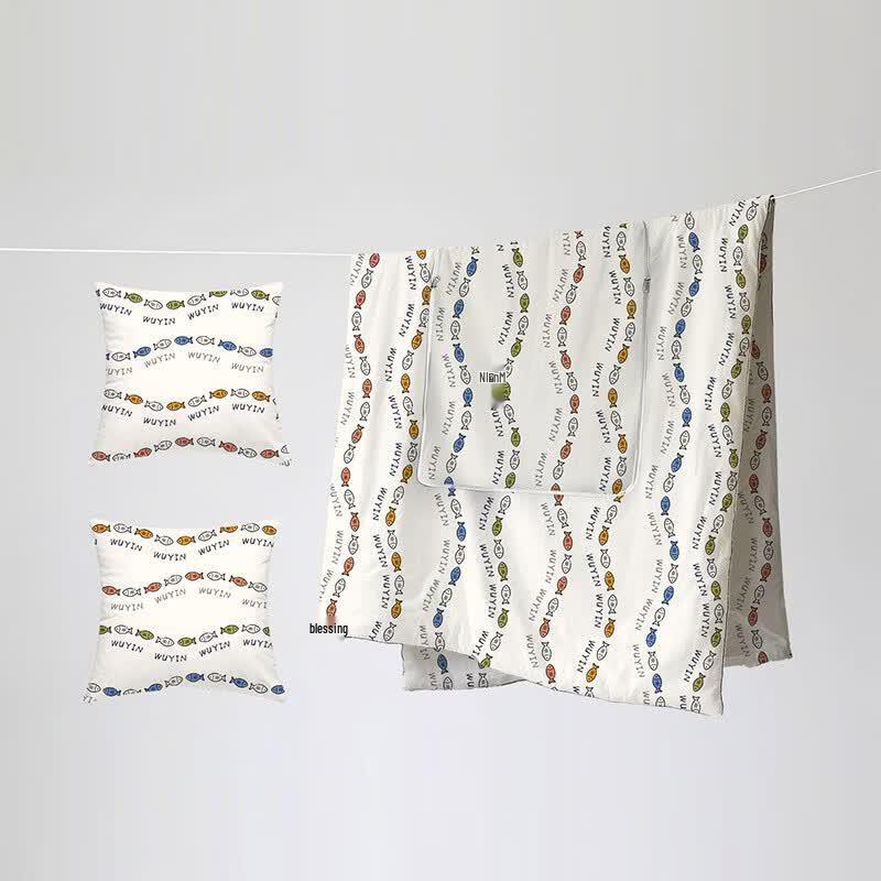 Muji Small Fish Transforming Pillow Blanket