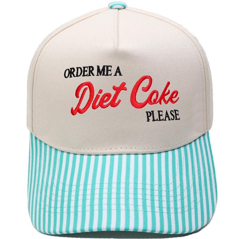 Diet Coke Embroidery Color Matching Truck Driver Baseball Cap Fun Men's and Women's Casual Shade Dad Hat