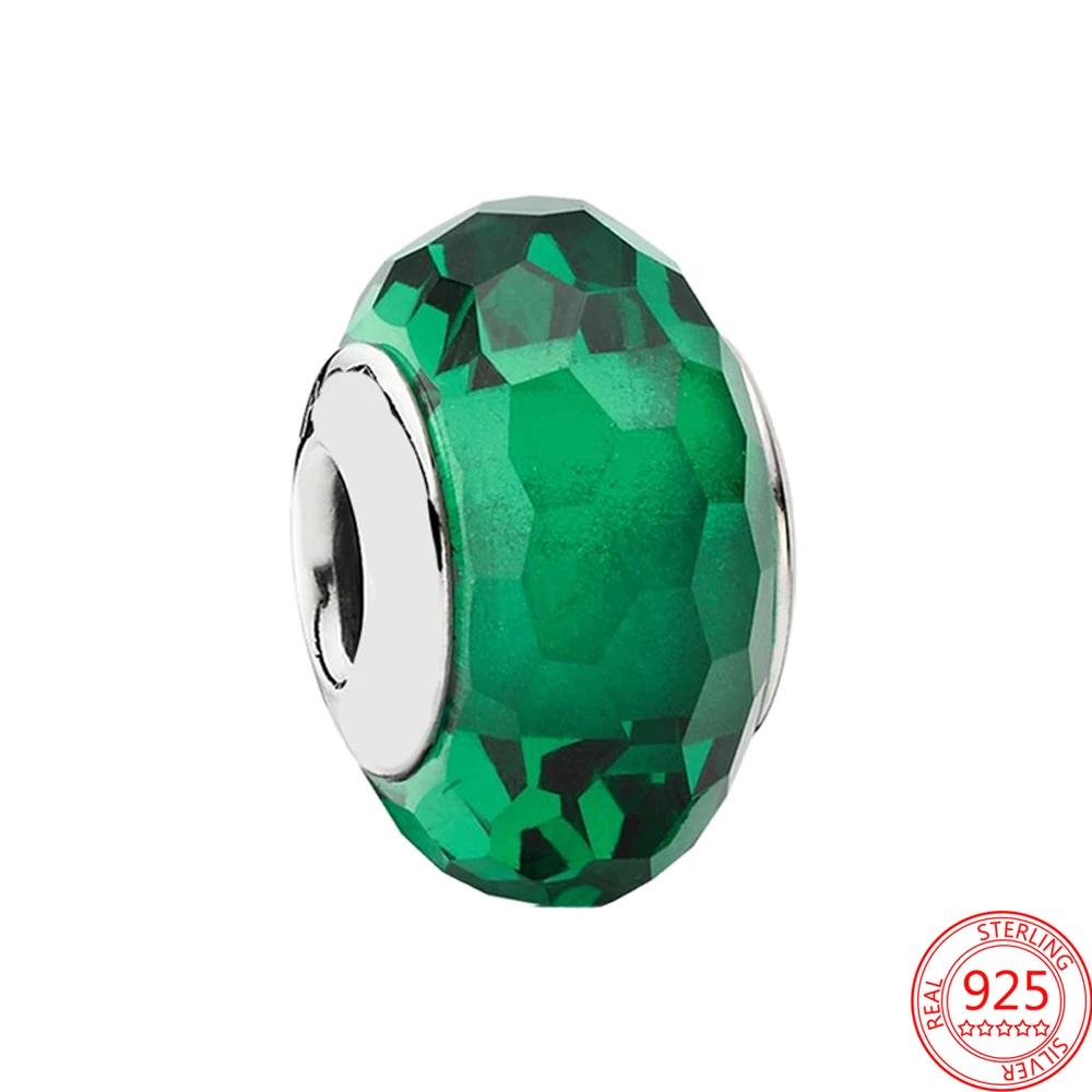 Copper Metal Green Collection Flower Four Leaf Clover Murano Glass Charm Bead Component Compatible With Bracelet High Quality Fine Jewelry Women Do