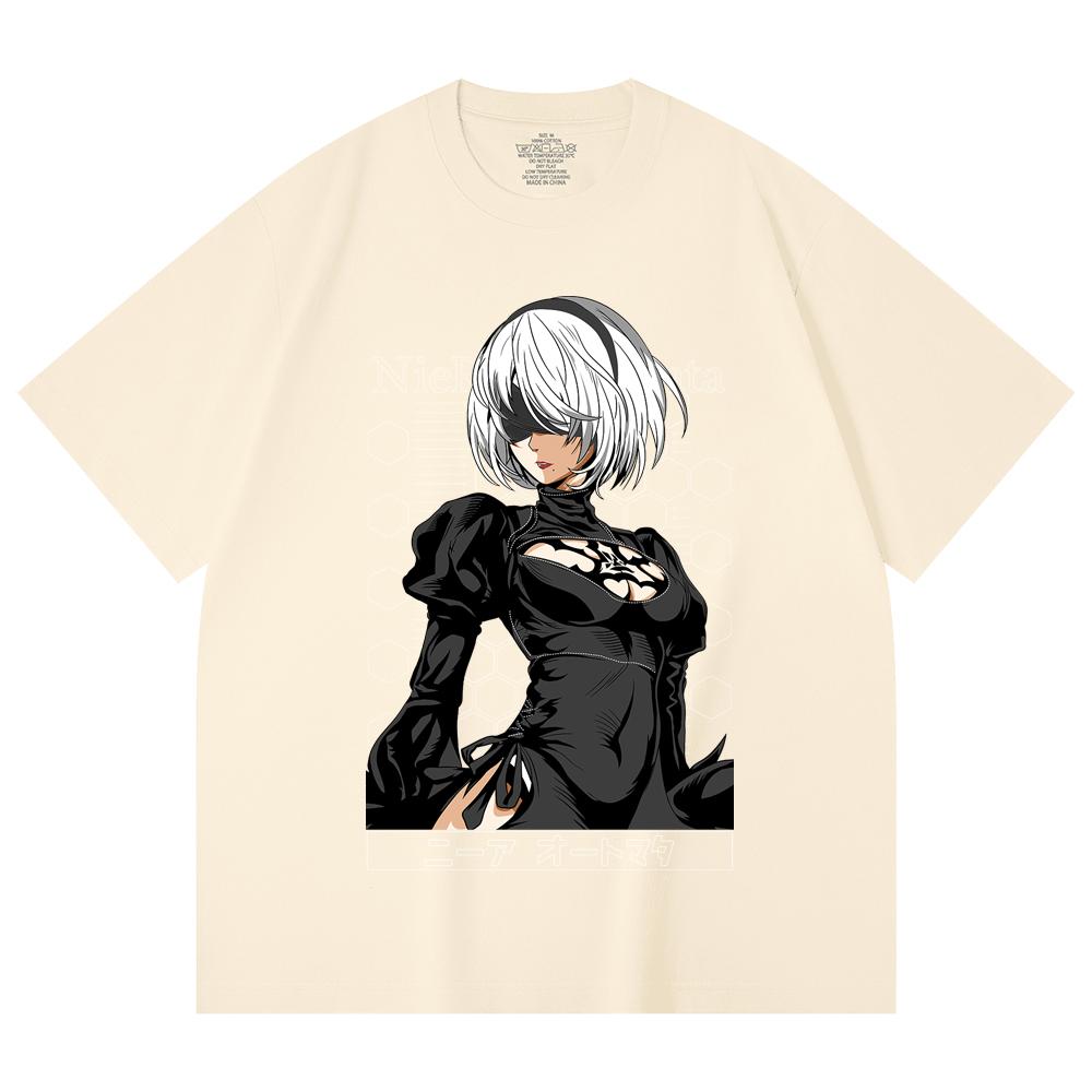 

230 Gsm 100% Cotton NieR Automata V2 2B Print Unisex Heavy Cotton T Shirt XS абрикосовый