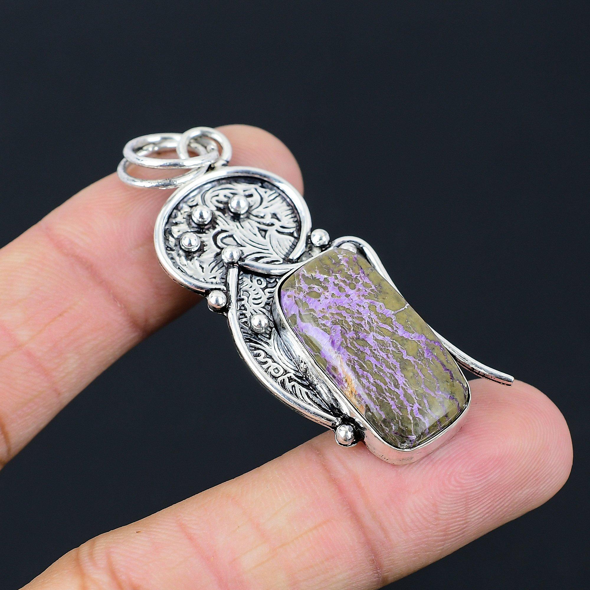 

Gift For Her 925 Sterling Silver Natural Purpurite Gemstone Jewelry Pendant