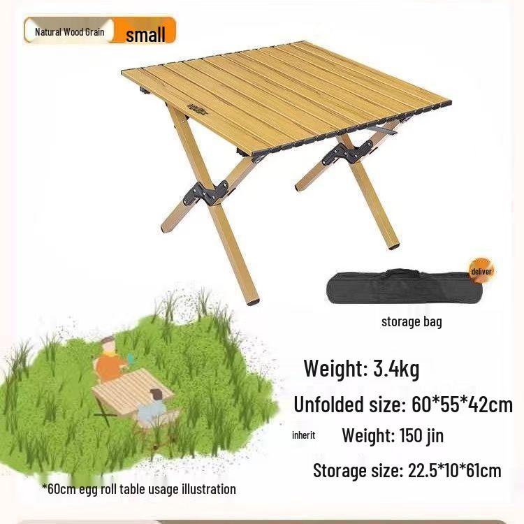 Tragbarer faltbarer Roll-up-Tisch aus Karbonstahl mit Stühlen für Camping im Freien, Gärten und Balkone