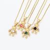 Colorful Diamond Little Bear Copper Pendant Necklace - DIY Jewelry Accessory Clavicle Chain