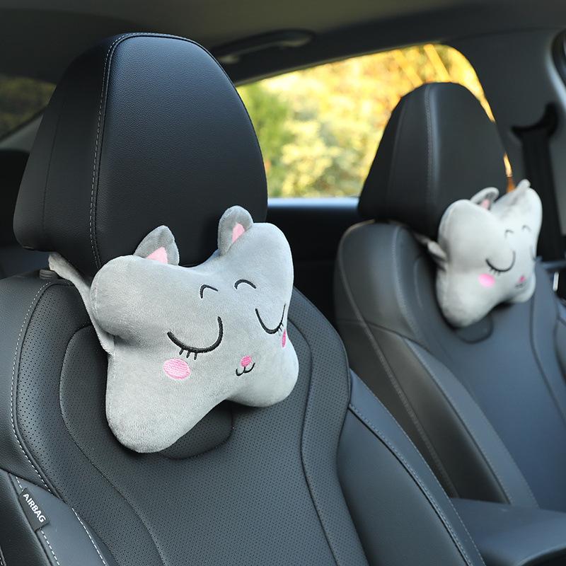 

Подушка для шеи в машину, подголовник, мультяшный милый кот, четыре сезона, универсальная декоративная подушка для интерьера, милые аксессуары для салона автомобиля