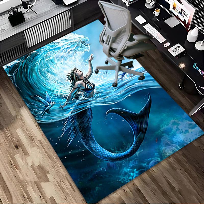 Mermaid Fantasy Living Room Nonslip Area Rug Soft Carpet For Bedroom Game Playroom Sofa Office Home Decor Doormat Christmas Gift