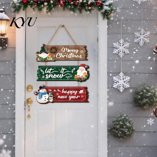 Festive Entrance Hanging Sign Christmas Welcome for Front Door, Rustic Wooden Ornament, Festival Housewarming Gift Idea Wall Decor with Lanyard
