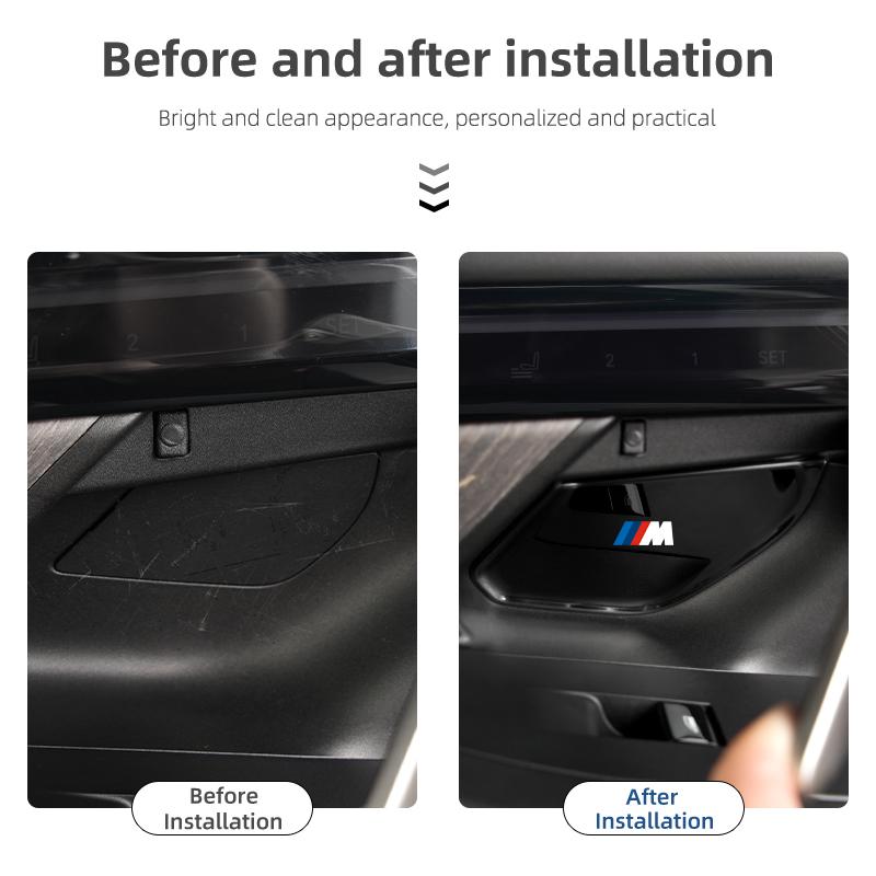 LGFHR1 2026 Car Sticker 4Pcs Car Inner Door Bowl Stainless Steel Protection Cover Stickers For BMW M E46 E90 E60 F30 F10 E39 E36 F20 G3