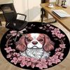 1pc Cavalier King Charles Spaniel Chair Carpet for Office, Round Non Slip Durable Large Size Office Carpet, Suitable for Office