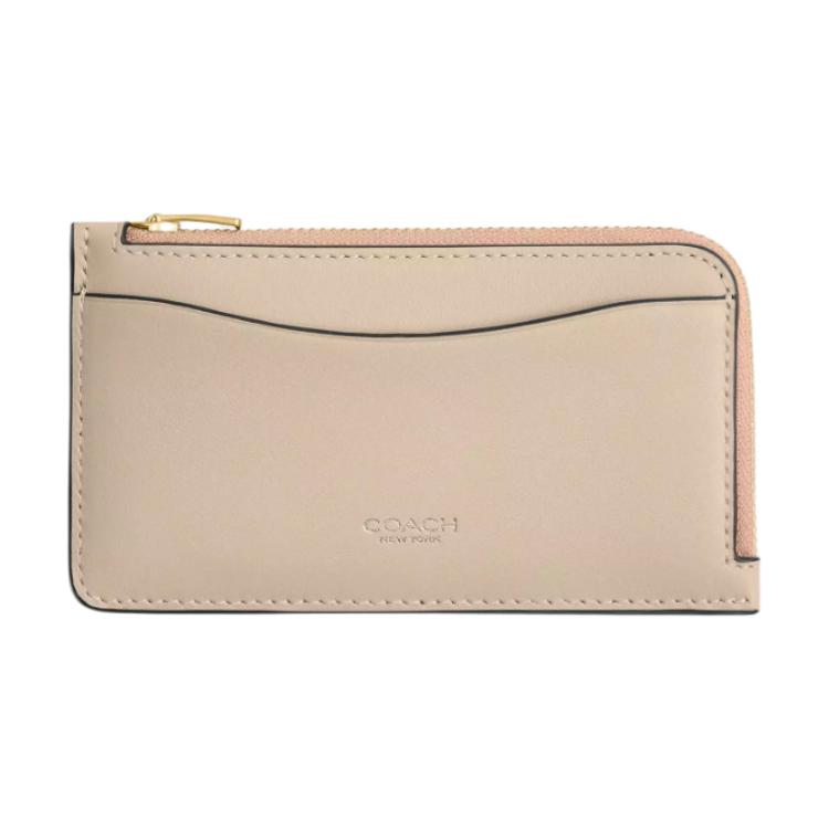 Coach New York 14 Brand Logo Color Block Design Leather Card Holder Women accessories Cream CBF50-B4U3 Cream