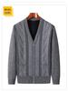 Warm Fleece-Lined Cardigan for Middle-Aged and Elderly Men: Knitted Sweater & Thick Grandpa Jacket