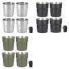 4pcs 300ml Beer Wine Cups Stackable Camping Cup Stainless Steels Drinking Cup with Cup Cover Teas Coffee Milk Beer Mug