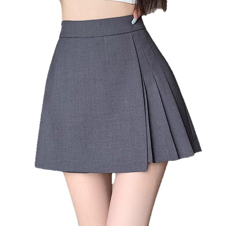 Women's Summer Asymmetrical Wide-Leg Suit Casual Shorts High-Waisted Slimming Sexy Pleated Casual All-match Versatile Skirt-Trousers