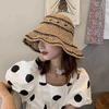 Straw hat female sunshade sunscreen big eaves ins small fresh spring and summer travel beach vacation sweet Mori versatile display