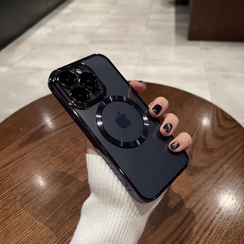 Luxuriöse transparente Magsafe-Telefonhülle zum kabellosen Laden für iPhone 15 14 13 12 11 Pro Max Plus, magnetische Stoßstangen-Silikonhülle