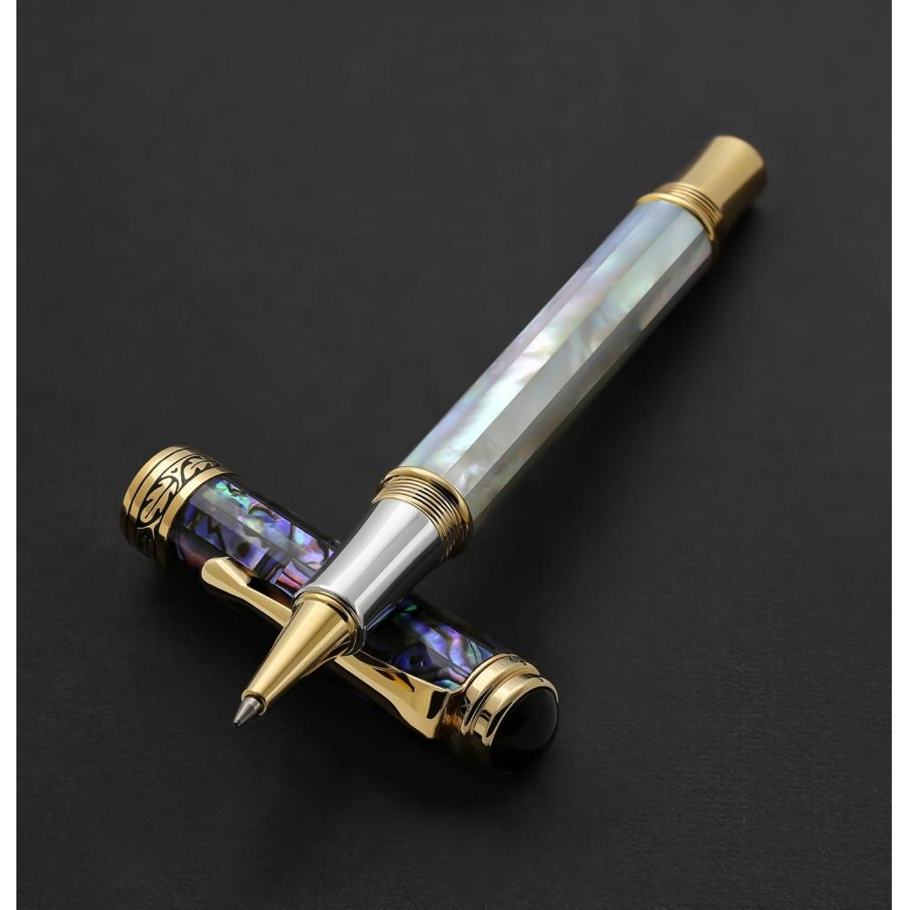 Xezo Rollerball White Mop Blue Paua 18k Pt Plated Serial  Oceanic Origin Maestro