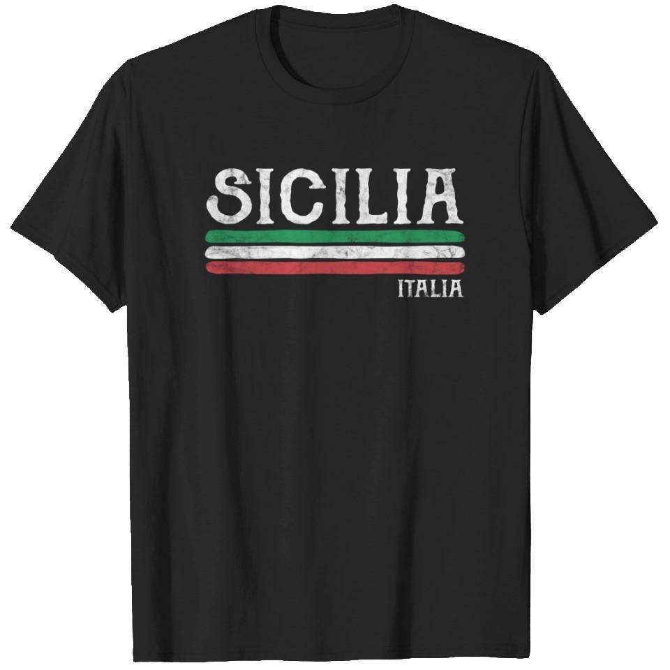 Sicily Italy T Shirt Vintage Italian Flag Graphic Sicilia Souvenir Tee XXL