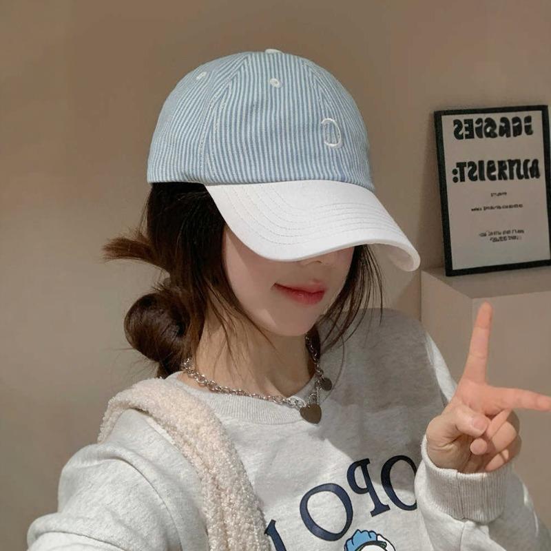 Letter Striped Baseball Cap Women's Spring Summer Niche Simple Versatile Wide Brim Soft Top Cap