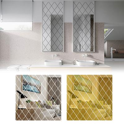 DIY Art Self-Adhesive Wall Stickers Decals 3D Removable Mirror Wall Diamonds Triangles Acrylic Wall Mirror Stickers Home  Decor