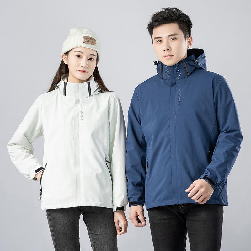 Outdoor Jackets for Men and Women, Fashionable Mountaineering Clothing, Three-in-one Detachable Velvet, Thickened and Warm Couple Winter Jackets