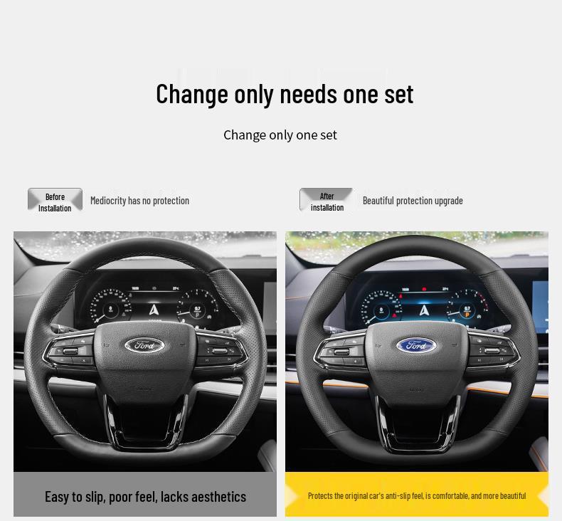 Ford Territory EV Genuine Leather Steering Wheel Cover, Hand-Stitched Grip