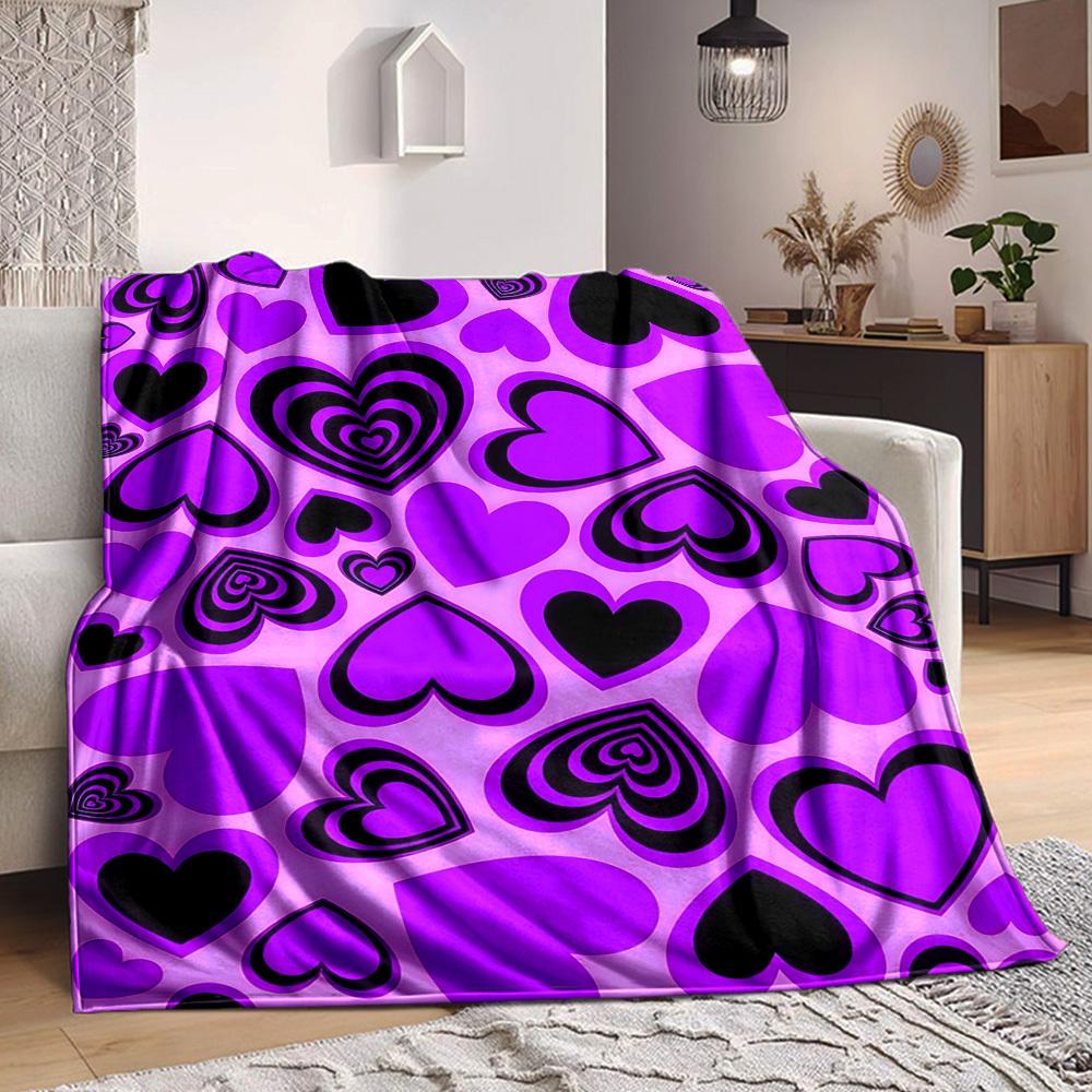 

1pc Purple Heart Pattern Blanket Warm, Cozy, And Soft, Suitable for Sofas, Beds, Cars, And Office Use.Perfect for Camping And Travel, Making It a Grea 100x150cm