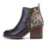 Johnature Genuine Leather Women Shoes Thick Heeled Short Boots  Round Toe Patchwork Handmade Ankle Boots
