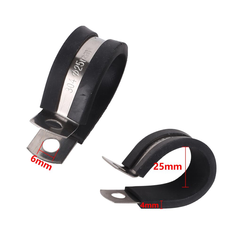 10Pcs Rubber Lined P Clips Wiring Hose Clamp Pipe Cable Mounting Fix Fasteners Hardware Electrical Fittings Water Pipe Bracket