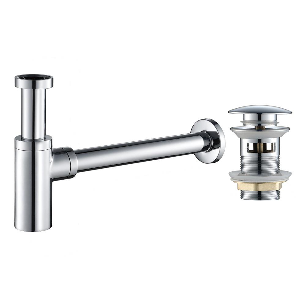 Brass Gold Basin Pop Up Drain Black Sink Siphon Drains With Spillway Spring Type Odor-proof Lower Wall Drain Pipe Drain Waste